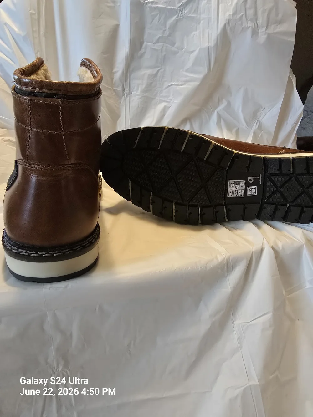 Franco Fortini Blake Men's Brown Leather Cap Toe Winter Boot Faux Fur Lined 11.5
